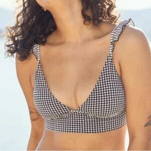 Aerie Black and White Checkered Bikini Top